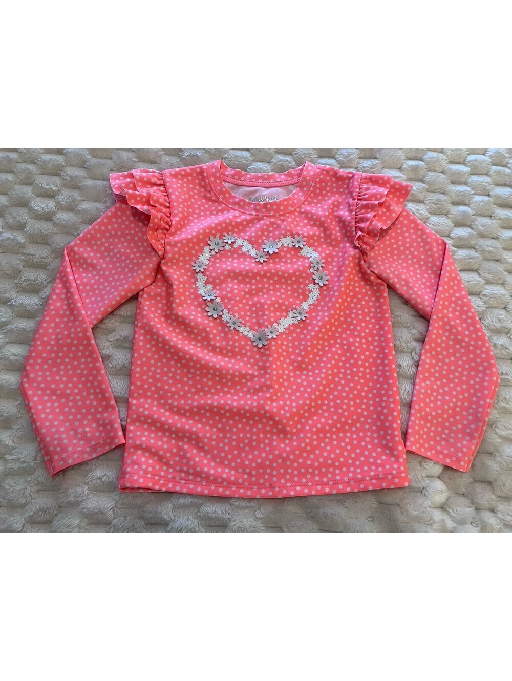 Cat & Jack Girls Rash Guard/Swim Shirt, Long Sleeve, Ruffle/Flutter Sleeves (5T)